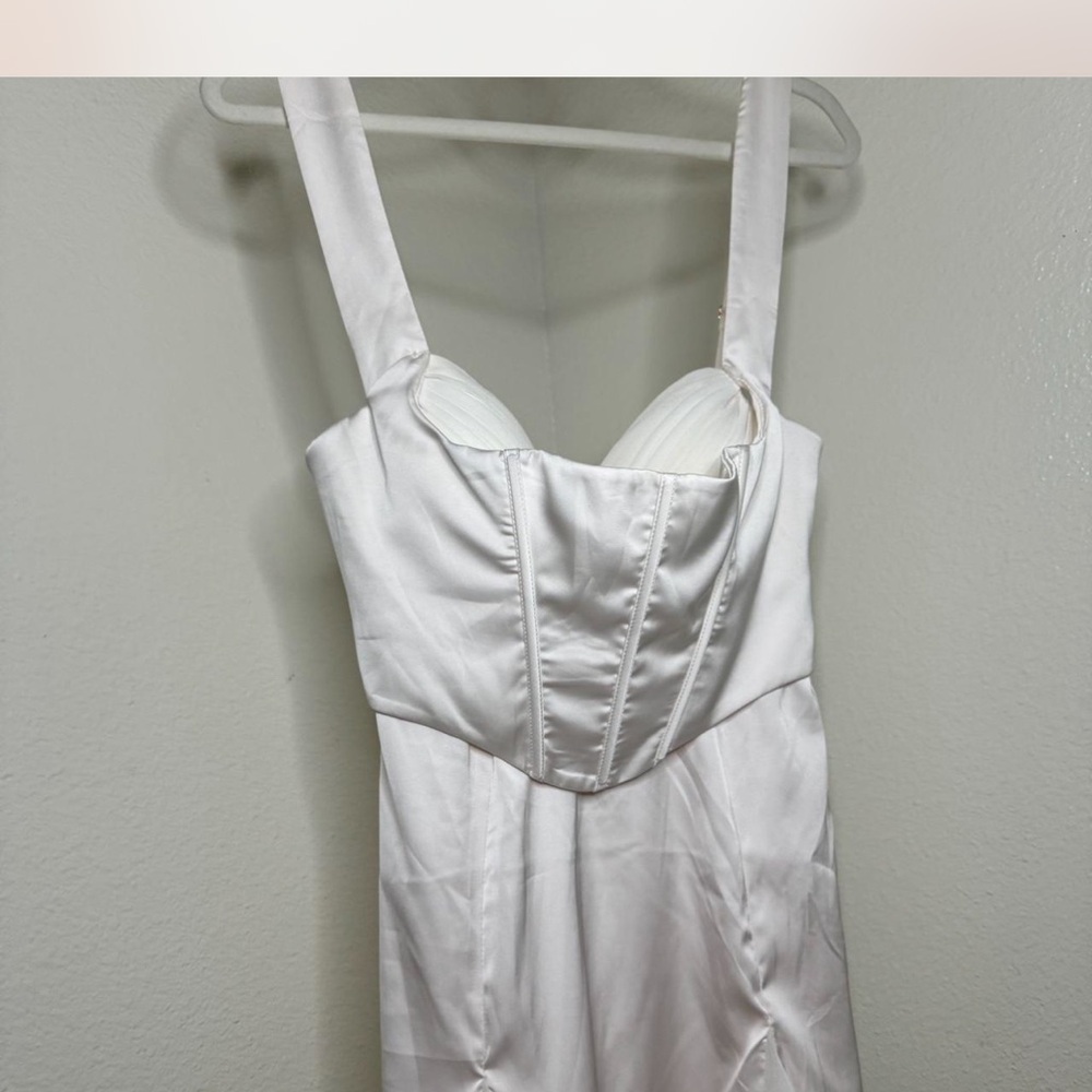Oh Polly Ivory Satin Dress